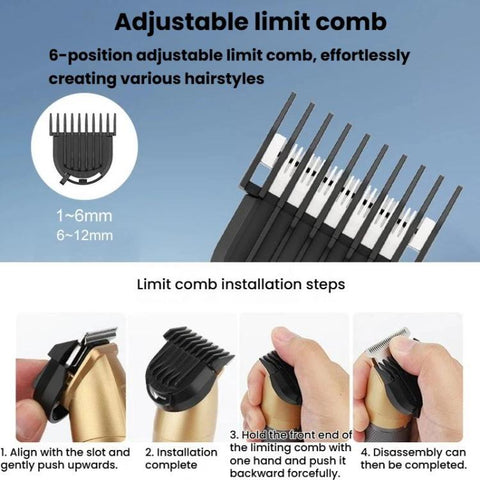 YJ-101 6 In 1 Multifunctional Digital Display Electric Hair Clipper IPX6 Waterproof Nose & Armpit Hair Trimmer