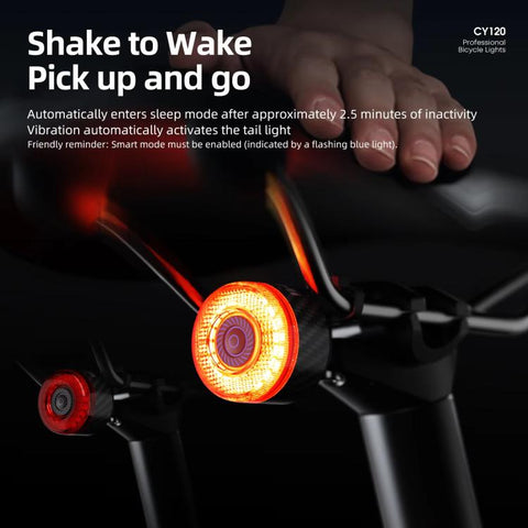 Bicycle Smart Braking Carbon Fiber Vibration Sensing Rear Light Warning Light, CY120