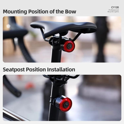 Bicycle Smart Braking Carbon Fiber Vibration Sensing Rear Light Warning Light, CY120