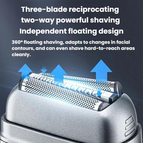 KS-8800 3 Blade Heads Reciprocating Electric Shaver With LCD Display IPX6 Waterproof Razor