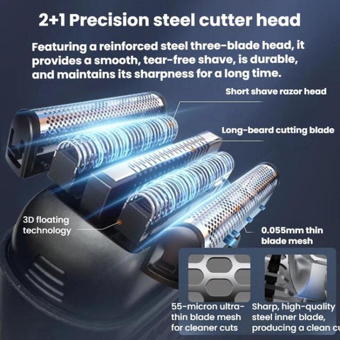 KS-8800 3 Blade Heads Reciprocating Electric Shaver With LCD Display IPX6 Waterproof Razor