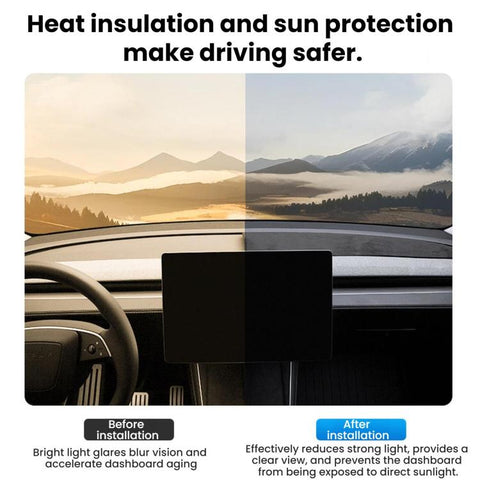Suede Dashboard Lightproof Mat Sun Protection Sunshade Mat For Tesla Model Y L / 2025+ MODEL Y JUNIPER, 3mm Widened, 4mm