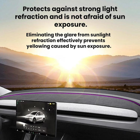 Suede Dashboard Lightproof Mat Sun Protection Sunshade Mat For Tesla Model Y L / 2025+ MODEL Y JUNIPER, 3mm Widened, 4mm