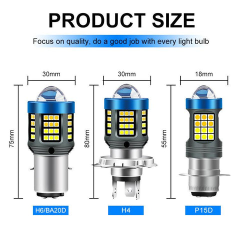 Motorcycle LED High-brightness Lens Headlight, H4, BA20D, P15D