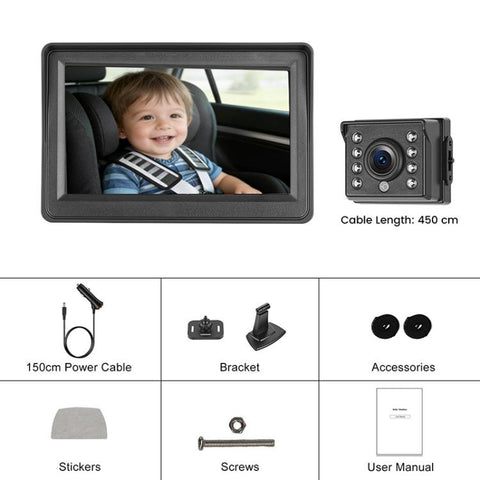 4.3 Inch 480P In-Car IPS Screen Baby Stroller Rear Seat Monitor