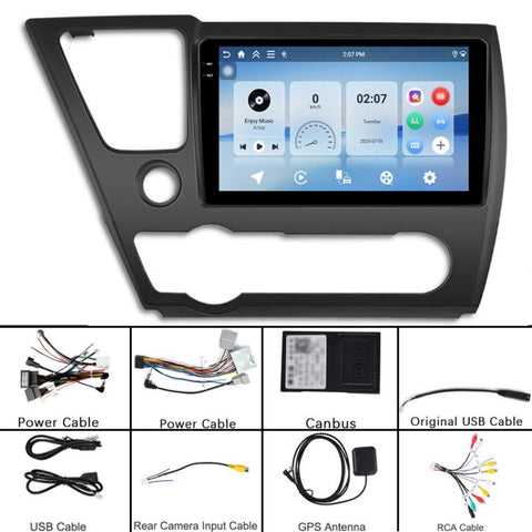 For Honda Civic US Left Hand Drive Android Car Central Control Screen Navigation Bluetooth Player, 4-Core 2GB + 64GB, 4-Core 4GB + 64GB, 4-Core 4GB + 128GB, 8-Core 4GB + 64GB, 8-Core 6GB + 128GB