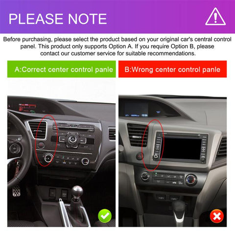 For Honda Civic US Left Hand Drive Android Car Central Control Screen Navigation Bluetooth Player, 4-Core 2GB + 64GB, 4-Core 4GB + 64GB, 4-Core 4GB + 128GB, 8-Core 4GB + 64GB, 8-Core 6GB + 128GB
