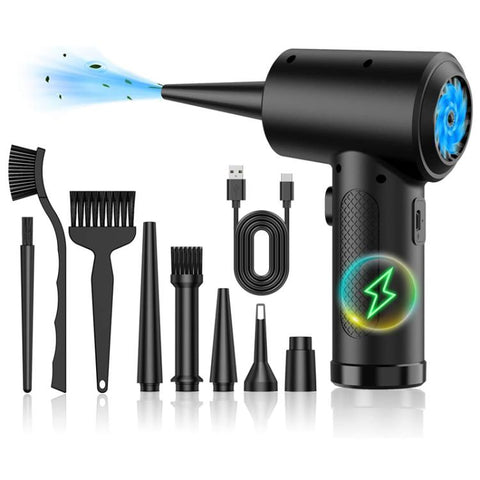 Cordless Turbo Fan Blower And Vacuum Cleaner With 5 Interchangeable Nozzles & LED Light, 3 Brushes, No Brush