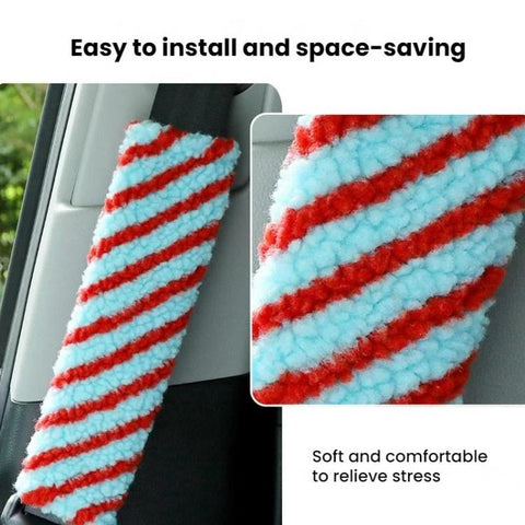 2pcs Car Seatbelt Lamb Wool Shoulder Pad Decoration