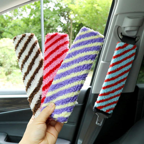 2pcs Car Seatbelt Lamb Wool Shoulder Pad Decoration