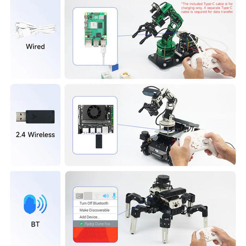 YAHBOOM Tri-Mode ROS Robot Controller Wireless Gamepad for Jetson, Raspberry Pi, Switch, PC