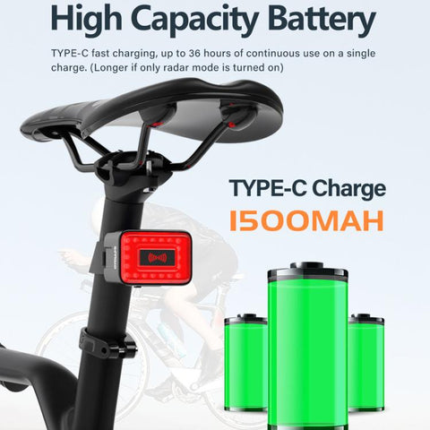 Smart Radar Tail Light Bicycle Night Riding Light, RT01