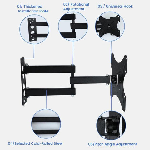Articulating TV Wall Mount with Wide Swing Arm, Extends and Tilts for 14-55 Inch TVs and Monitors, 117B, 117B-2