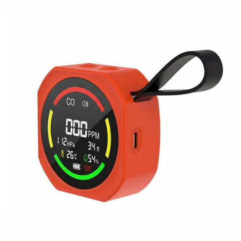 Portable Multi-Gas Environmental Monitor Rechargeable Air Quality Meter, 6 In 1 CO/O2/BP/ALT/T/H, 3 In 1 CO/ Temp/Humidity