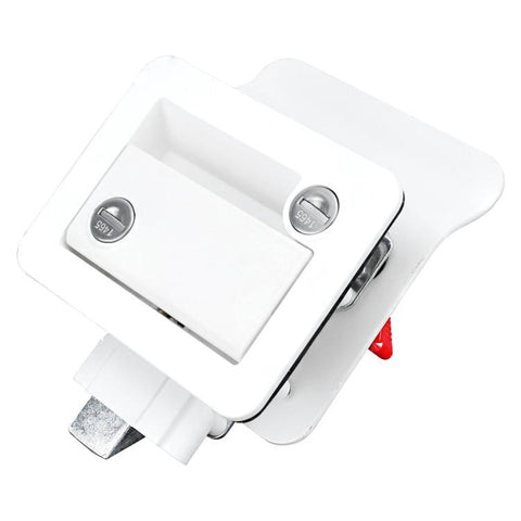 RV Conversion With Internal And External Opening Metal Panel Door Latches, White, Chrome