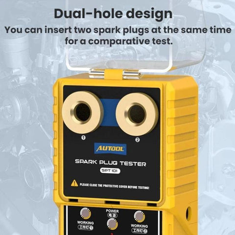 AUTOOL Automotive Dual-Hole Spark Plug Tester Ignition System Diagnostic Tool, US Plug, EU Plug