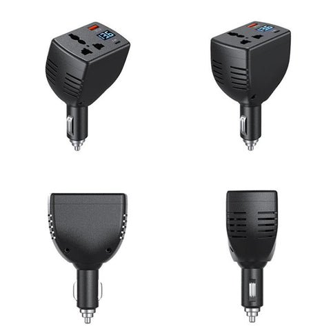 150W Smart Digital Display Car Inverter Cigarette Lighter USB + Type-C Dual-Port Charger