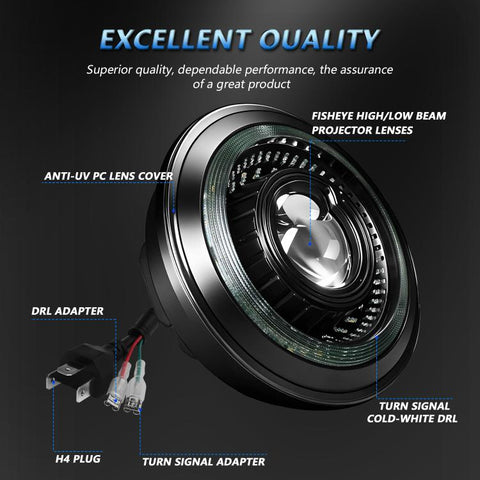 5.75-Inch High-Power Motorcycle Starry Sky Flowing Aperture Cut-Line Headlight, R25
