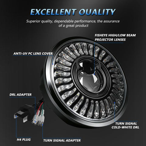 5.75-Inch High-Power Motorcycle Headlight With Flowing Light And Cut-Line Halo, R26