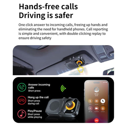 Sun Visor-Style Bluetooth Car Speaker For Hands-Free Calling And Navigation