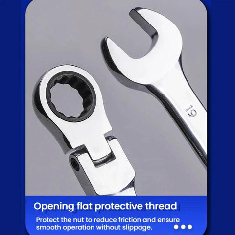 7pcs /Set Dual-Drive Ratchet Wrench 8-19mm Quick-Release Non-Slip Socket Spanner, Fixed Head, Flex Head