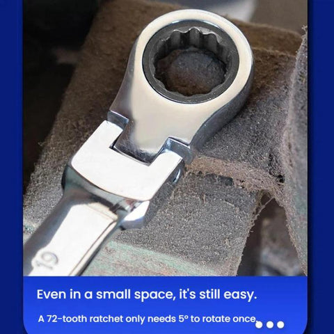7pcs /Set Dual-Drive Ratchet Wrench 8-19mm Quick-Release Non-Slip Socket Spanner, Fixed Head, Flex Head