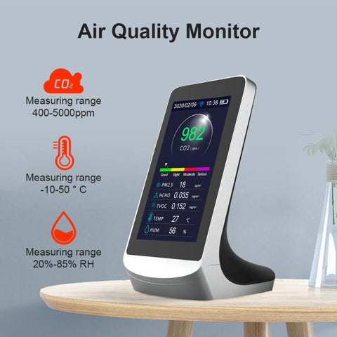 DM72B WiFi Version 10-In-1 Air Quality Monitor Support Tuya Smart App Control CO2, PM2.5, PM10, HCHO, TVOC Detector, DM72B WiFi