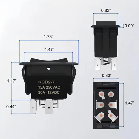 Car Modified 4-Pin Double Reset Lift Switch Rocker Switch Panel, KCD2-7 UP-DOWN