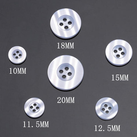 100pcs Pearlescent Resin 4-Hole Buttons Round Decorative Buttons For Shirt Cuffs, Wide Edge 1cm, Wide Edge 1.15cm, Wide Edge 1.25cm, Wide Edge 1.5cm, Wide Edge 1.8cm, Wide Edge 2cm, Fine Edge 1cm, Fine Edge 1.15cm, Fine Edge 1.25cm, Fine Edge 1.5cm    ...