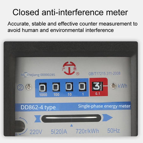 Hutai Home Use Single-Phase Mechanical Electricity Meter High Precision Energy Meter, 5-20A, 10-40A, 15-60A, 20-80A, 30-100A