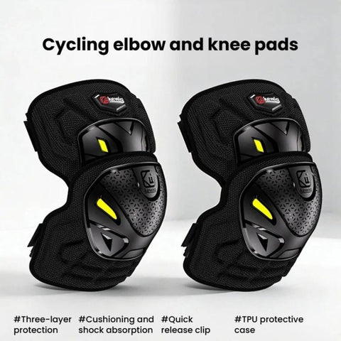 Kewig 2pcs Quick-Release Shockproof Motorcycle Riding Protective Covers Anti-Fall Knee & Elbow Pads, Elbow Guard L, Elbow Guard M, Knee Guard L, Knee Guard M