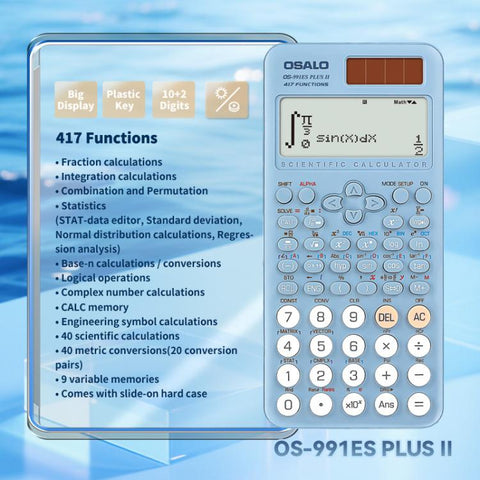 OSALO OS-991ES PLUS II Scientific Calculator With 417 Functions Solar Powered Large Display Desktop Calculator