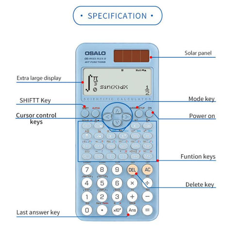 OSALO OS-991ES PLUS II Scientific Calculator With 417 Functions Solar Powered Large Display Desktop Calculator