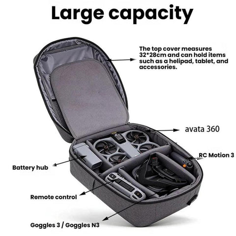 For DJI Avata 360 Motion Fly More Combo Hard Shell Backpack Customizable Large Compartments with Trolley Sleeve, Motion Fly More Combo