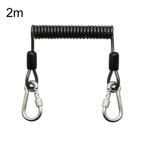 Heavy Duty Fishing Safety Rope 49-Strand Steel Cable With Locking Carabiner, 1.5m, 2m, 3m