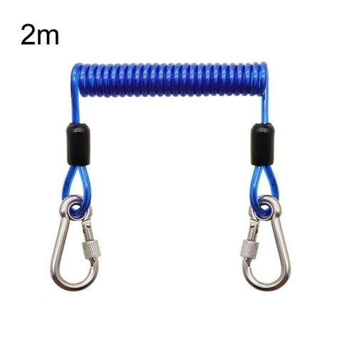 Heavy Duty Fishing Safety Rope 49-Strand Steel Cable With Locking Carabiner, 1.5m, 2m, 3m
