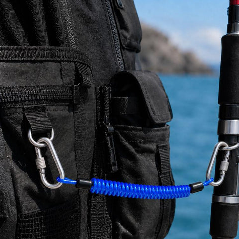 Heavy Duty Fishing Safety Rope 49-Strand Steel Cable With Locking Carabiner, 1.5m, 2m, 3m