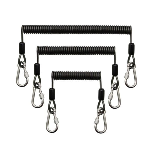 Heavy Duty Fishing Safety Rope 49-Strand Steel Cable With Locking Carabiner, 1.5m, 2m, 3m