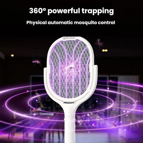 Extendable & Rotatable Electric Mosquito Racket With Rechargeable Base Automatic Mosquito-Attracting & Lighting Zapper, XH-63