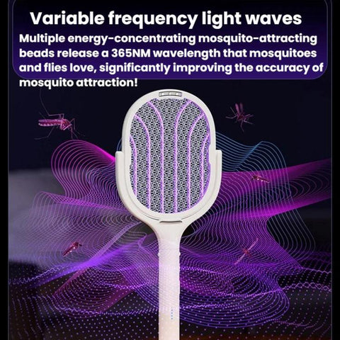 Extendable & Rotatable Electric Mosquito Racket With Rechargeable Base Automatic Mosquito-Attracting & Lighting Zapper, XH-63