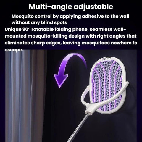Extendable & Rotatable Electric Mosquito Racket With Rechargeable Base Automatic Mosquito-Attracting & Lighting Zapper, XH-63