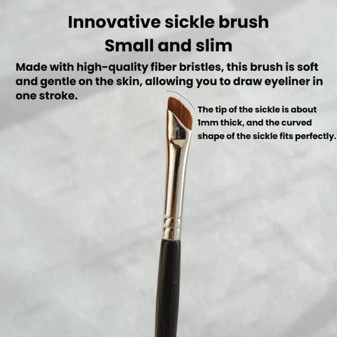 10pcs Angled Ultra-Fine Eyeliner Brush Aegyo-Sal Detail Makeup Brush, Sickle Black, Sickle Brown, Blade