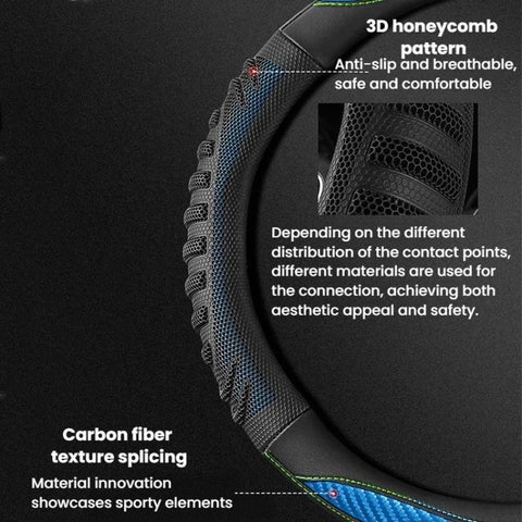 Honeycomb Car Steering Wheel Cover No-Sew Universal Steering Wheel Protector, O Type Blue, O Type Dark Blue, O Type Black, O Type Red, O Type Coffee, D Type Blue, D Type Dark Blue, D Type Black, D Type Red, D Type Coffee