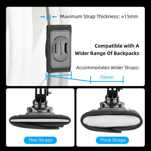 For DJI Osmo Pocket 3 / Action 6 / GoPro Backpack Shoulder Strap Bracket Clip