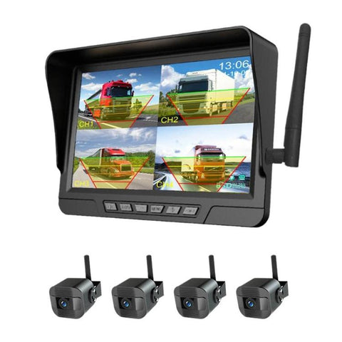 Q12 7 Inch Car HD Infrared Night Vision Wireless Recorder No-Wiring Backup Camera Monitor, One, Two, Three, Four