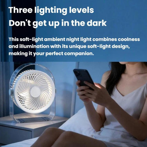Dormitory Outdoor Desktop Night Light Silent Fan With Night Light, White Direct Plug, Purple Direct Plug, White Rechargeable, Purple Rechargeable