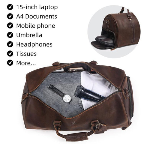 HUMERPAUL MH475 Leather Travel Tote Bag Men Casual Travel Bag, MH475