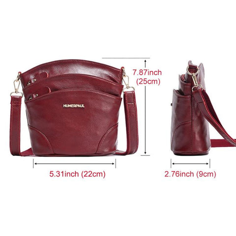 HUMERPAUL WB201 Women Leather Shoulder Bag Large Capacity Crossbody Bag