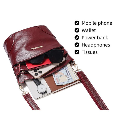 HUMERPAUL WB201 Women Leather Shoulder Bag Large Capacity Crossbody Bag