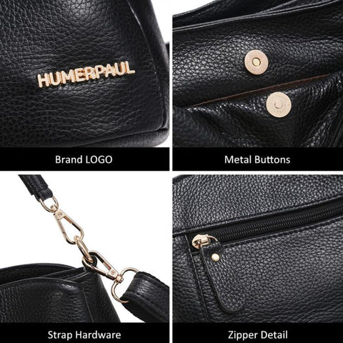 HUMERPAUL WB202 Women Leather Shoulder Bag Large Capacity Crossbody Bag